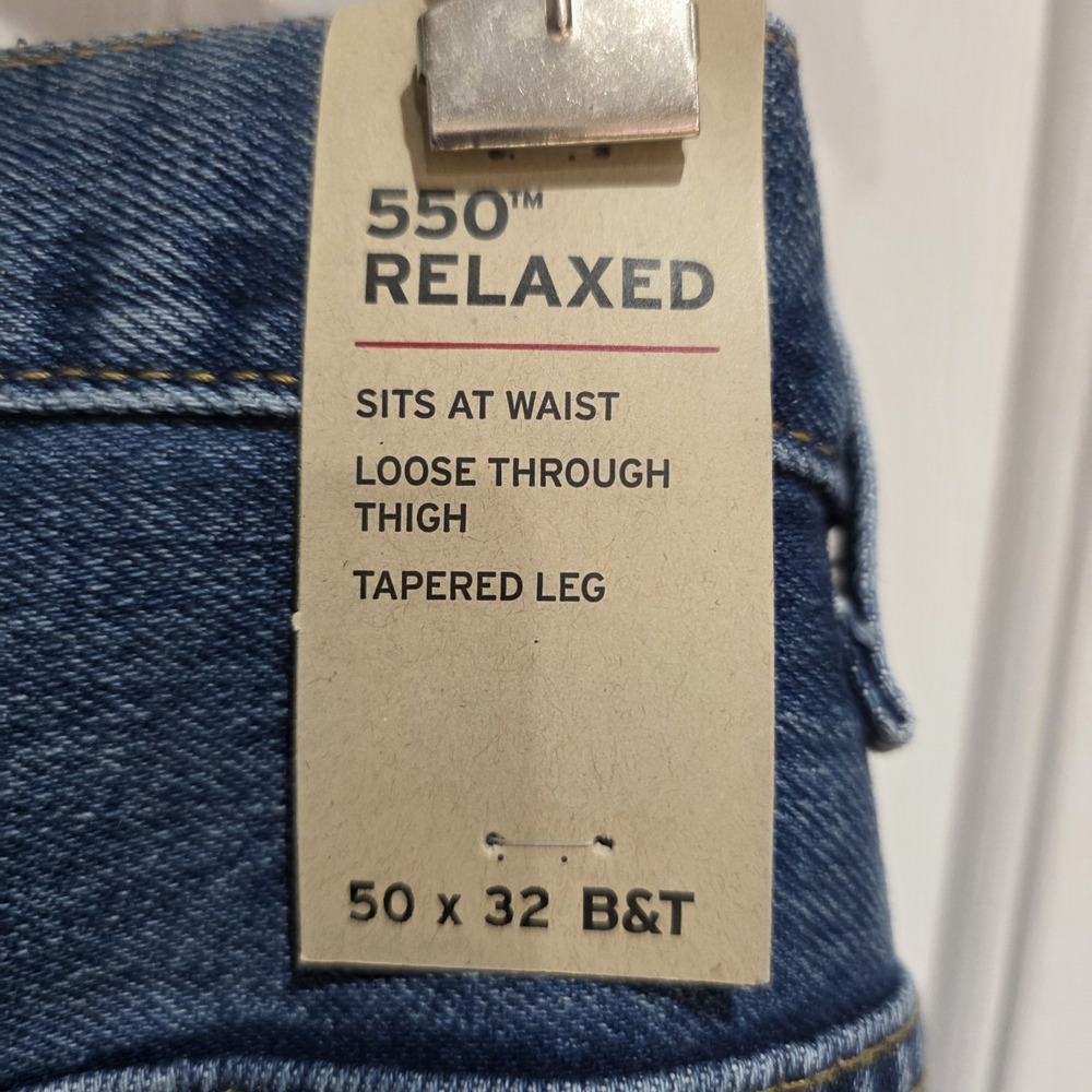 Levis Jeans Mens 50x32 Blue Denim Relaxed Loose Through Thigh Tapered Leg Pants